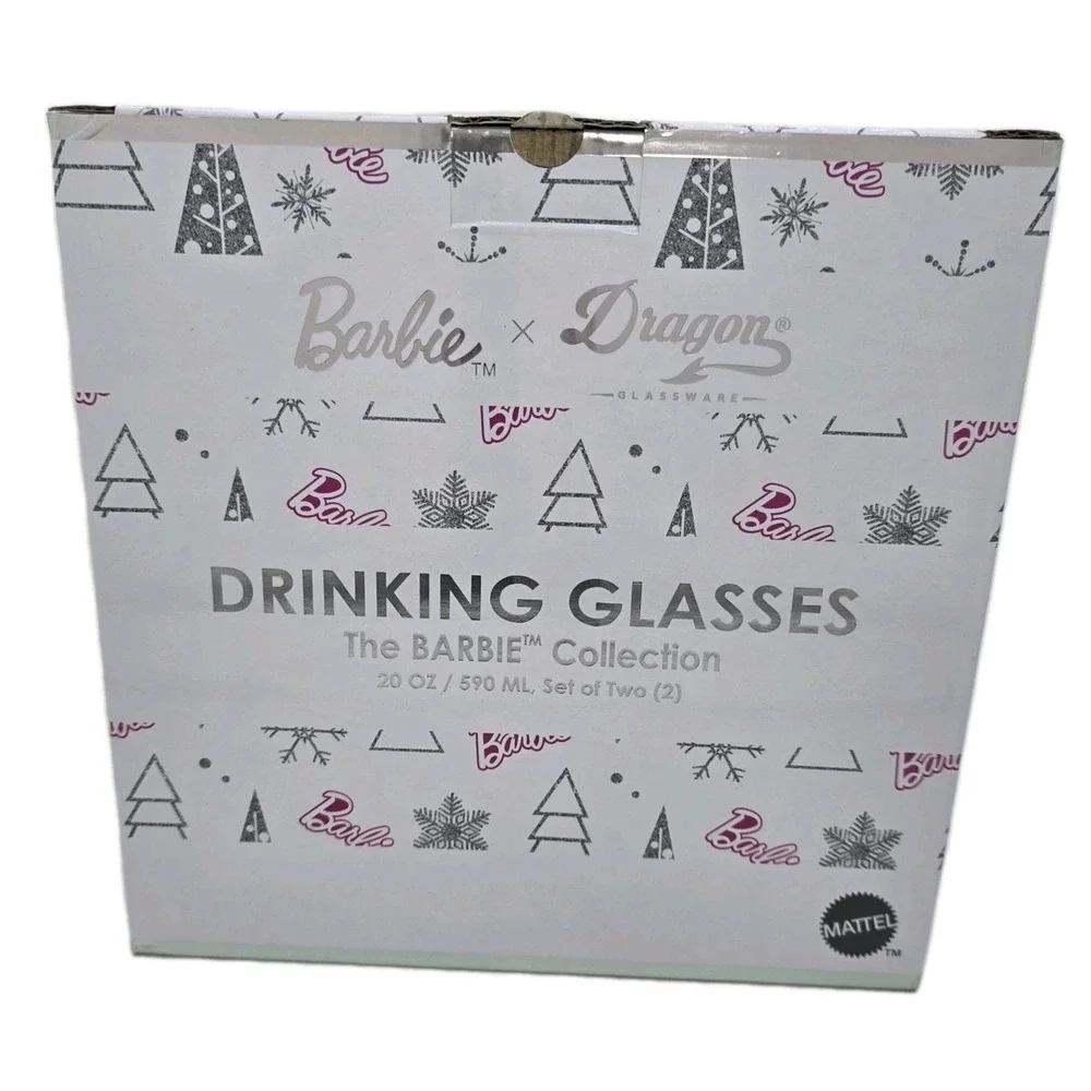 Barbie Christmas Drinking Glasses Set of 2 – 20oz Tumblers Dragon‎ Glassware